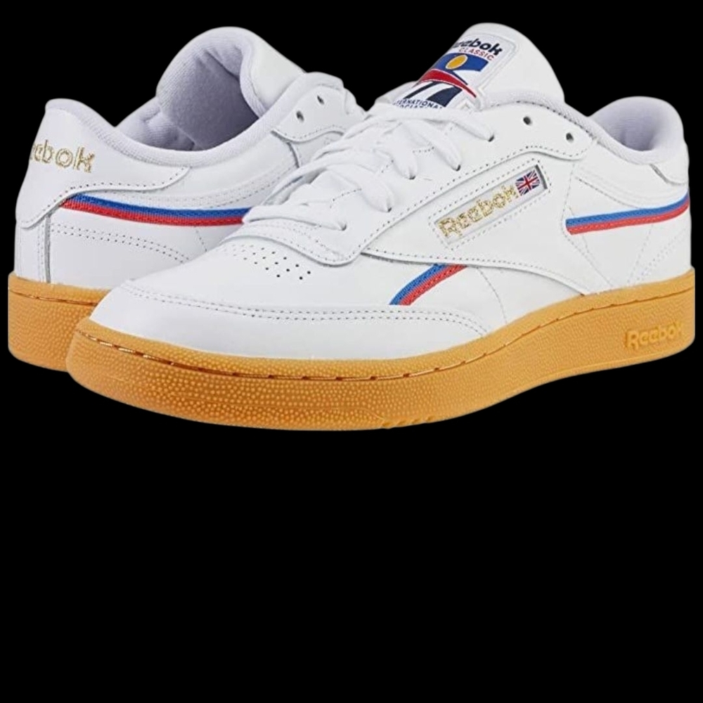 Reebok White Sneakers with Red and Blue Accents